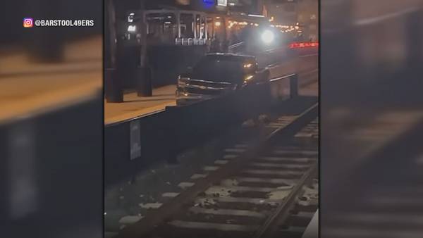 Video shows truck driving on light rail tracks in South End