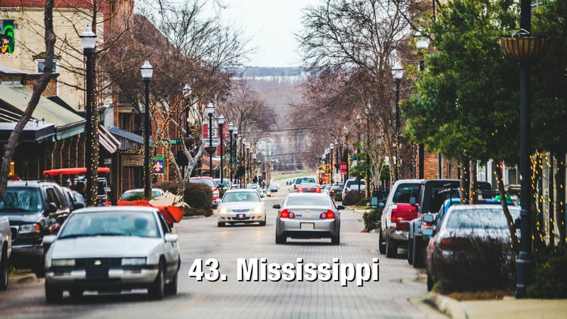 Mississippi: 17.10 driving incidents per 1,000 residents