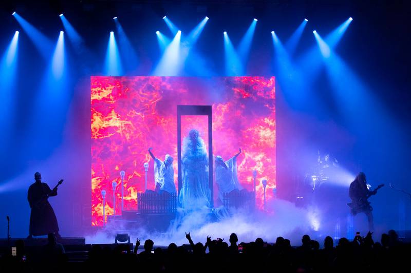 In This Moment performs on the Godmode Tour at Ovens Auditorium in Charlotte on May 11, 2024.