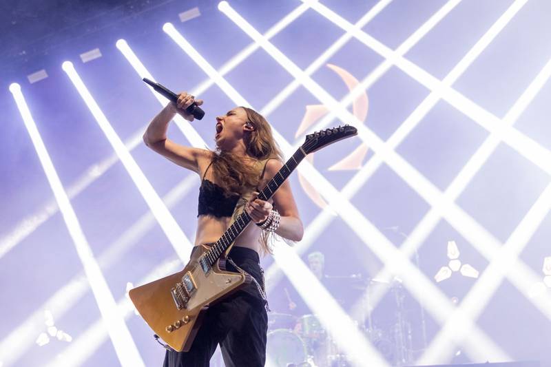 Halestorm performs at PNC Music Pavilion in Charlotte on Aug. 3, 2024.