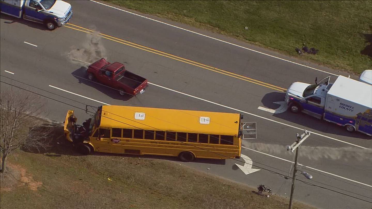 Crash involving school bus in Mooresville