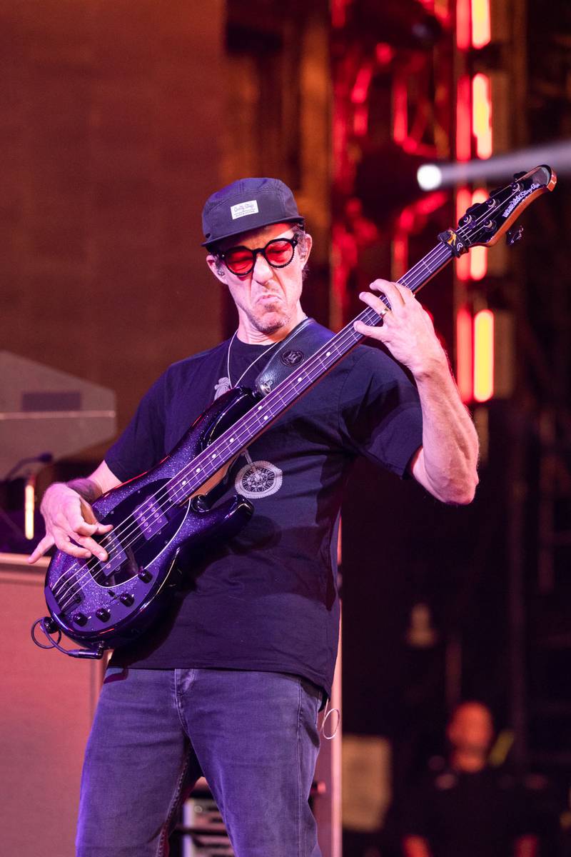 Bassist Stefan Lessard of the Dave Matthews Band performs at PNC Music Pavilion in Charlotte. May 20, 2022.