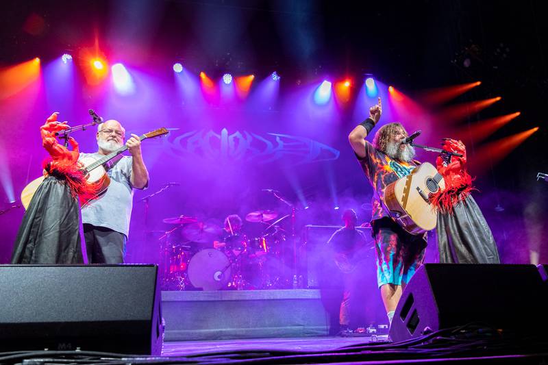 Rock-comedy duo Tenacious D opened its “Spicy Meatball Tour” at PNC Music Pavilion in Charlotte on Sept. 6, 2023.