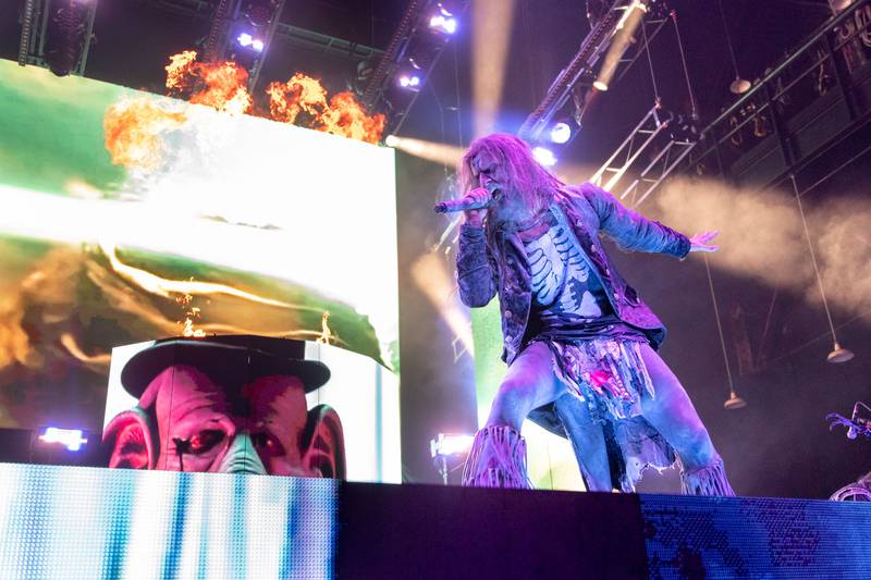 Rob Zombie performs during the Freaks on Parade Tour at PNC Music Pavilion in Charlotte on Sept. 11, 2024.