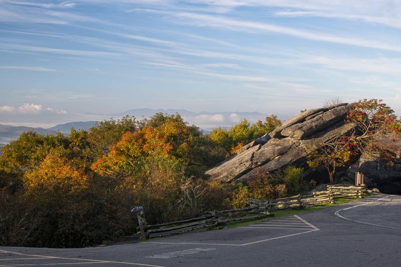 Grandfather Mountain's Split Rock may literally be divided, but fall color vistas from this particular area are wholly stunning.