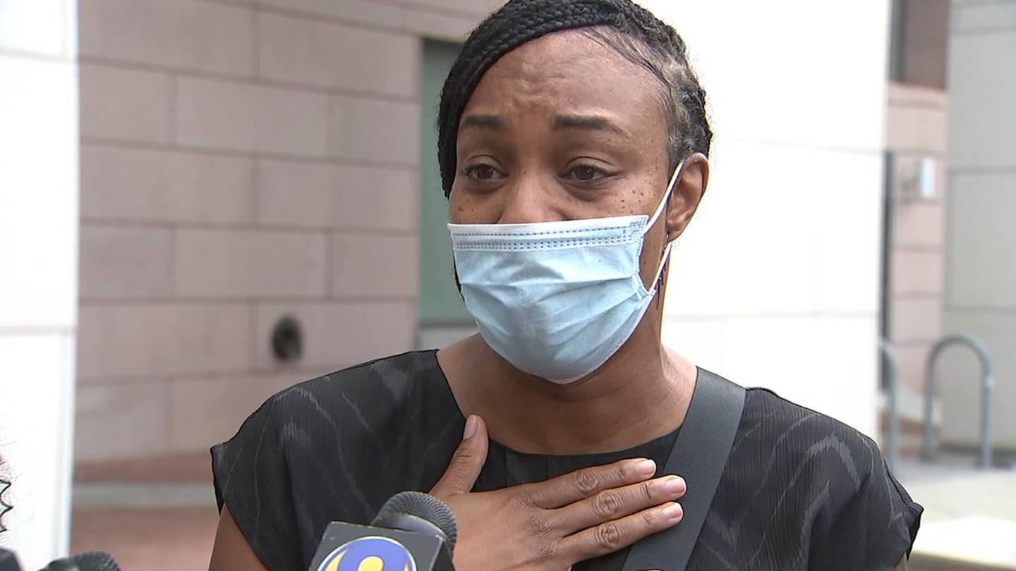The mother of Jacob Lanier, who has been charged with murder in the drive-by shooting death of 3-year-old Asiah Fiquero, spoke to reporters following her son's first appearance in court, Monday, September 13, 2021.