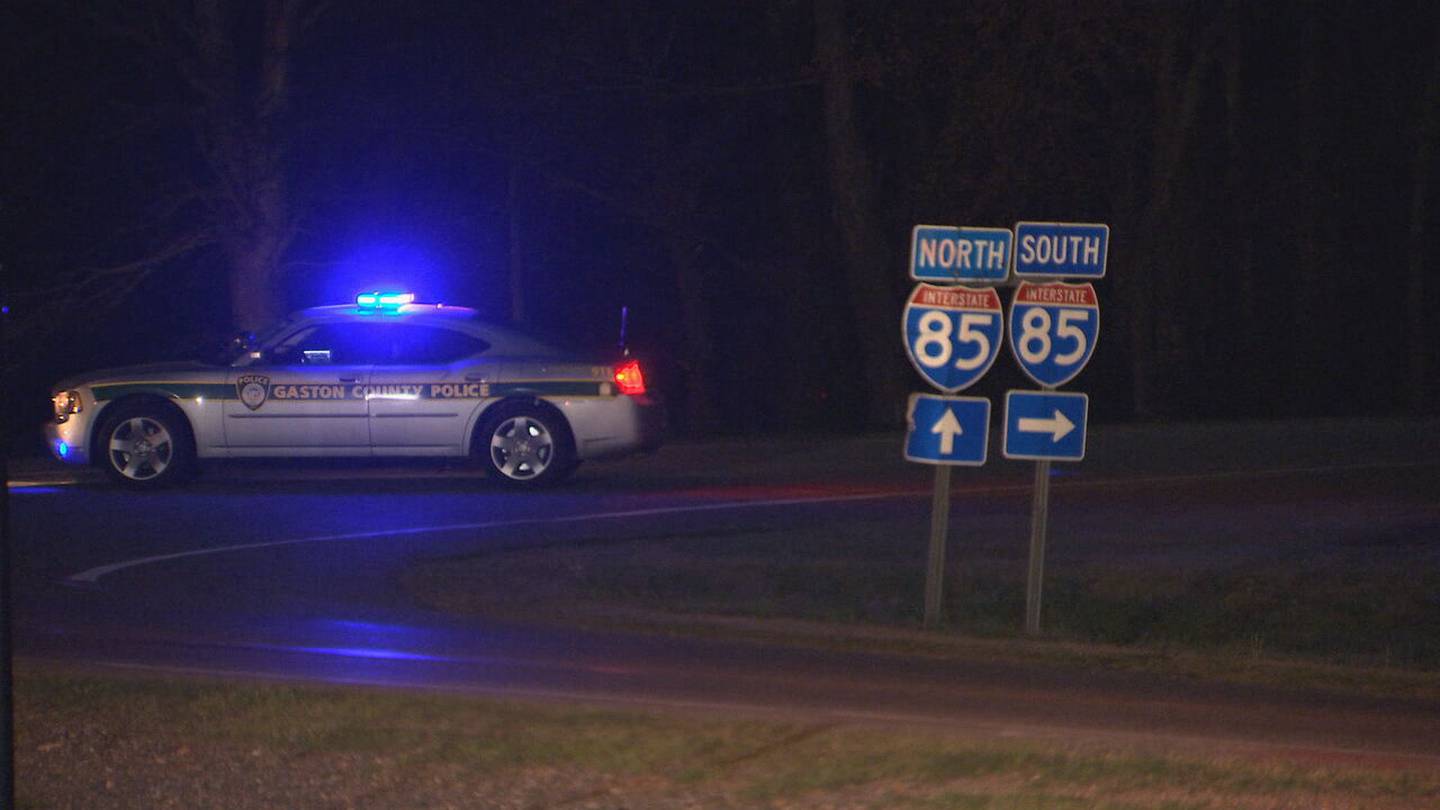 Police at the scene of a deadly shooting on Interstate 85 in Gaston County Tuesday evening.