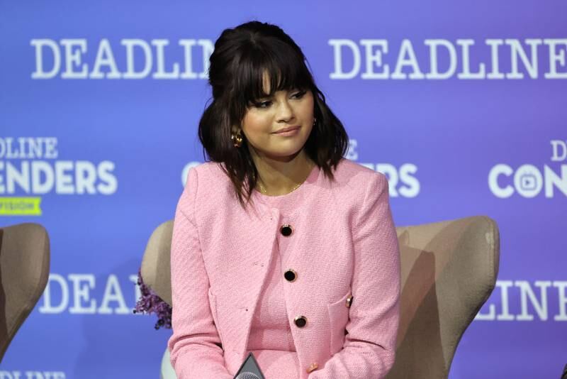 LOS ANGELES, CALIFORNIA - APRIL 09: EP/Actor Selena Gomez speaks onstage during Hulu's 'Only Murders In The Building' panel during Deadline Contenders Television at Paramount Studios on April 09, 2022 in Los Angeles, California. (Photo by Kevin Winter/Getty Images for Deadline Hollywood )