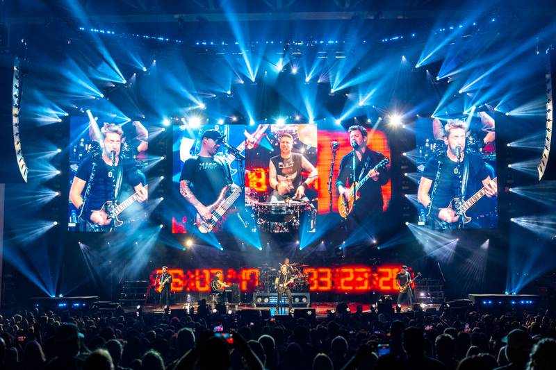 Nickelback perform during their "Get Rollin Tour” at PNC Music Pavilion in Charlotte on Sept. 12, 2023.