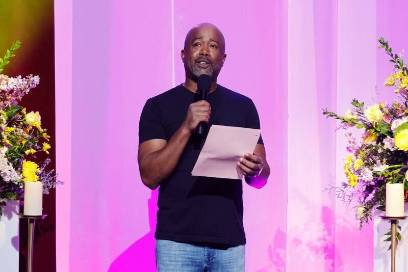 NASHVILLE, TENNESSEE - OCTOBER 30: Darius Rucker speaks onstage during Coal Miner's Daughter: A Celebration of the Life & Music of Loretta Lynn at The Grand Ole Opry on October 30, 2022 in Nashville, Tennessee. (Photo by Jason Kempin/Getty Images)