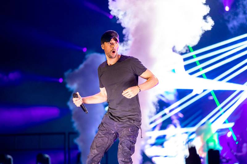 Enrique Iglesias performs during the Trilogy Tour at the Spectrum Center in Charlotte on March 2, 2024.