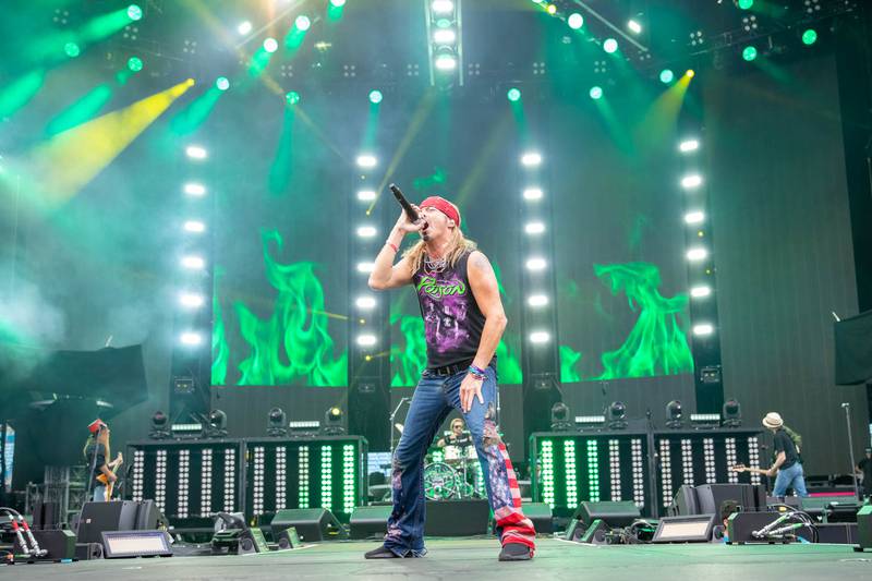 Legendary rockers Poison perform during The Stadium Tour at Bank of America Stadium in Charlotte. June 28, 2022.