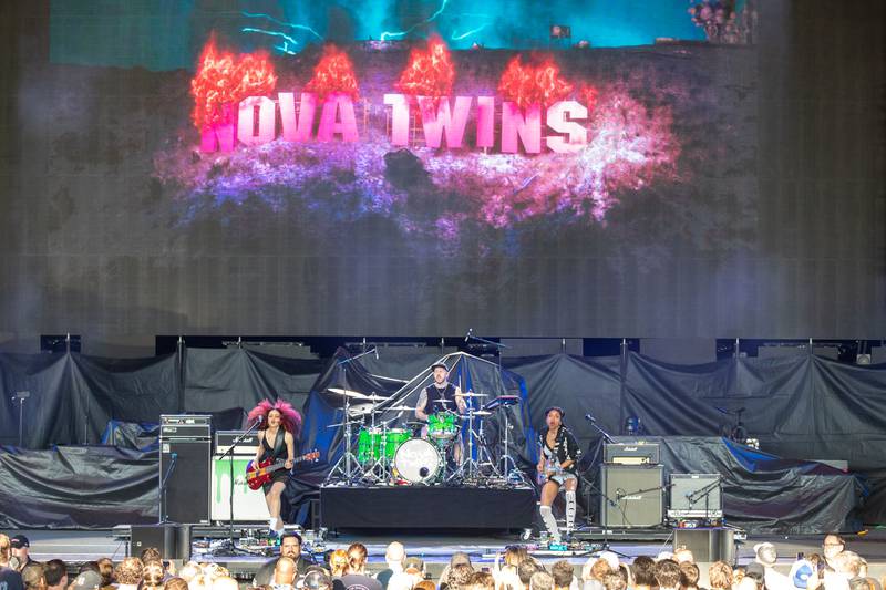 The Nova Twins open for the Foo Fighters at Charlotte's PNC Music Pavilion on May 9, 2024.