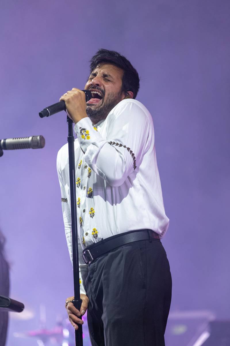 Young the Giant performs during the Neon Pill Tour at PNC Music Pavilion on Aug. 4, 2024.