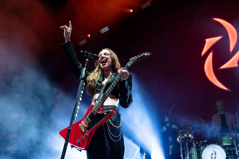 Halestorm performs at PNC Music Pavilion in Charlotte on Aug. 3, 2024.