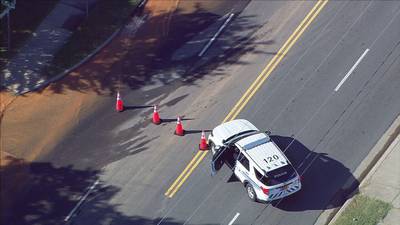 PHOTOS: Chopper 9 Skyzoom over water flooding road in west Charlotte