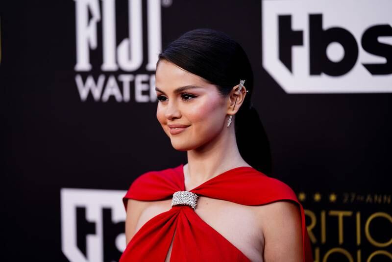 LOS ANGELES, CALIFORNIA - MARCH 13: Selena Gomez attends the 2022 Critics' Choice Awards at Fairmont Century Plaza on March 13, 2022 in Los Angeles, California.  (Photo by Presley Ann/Getty Images for #SeeHer)