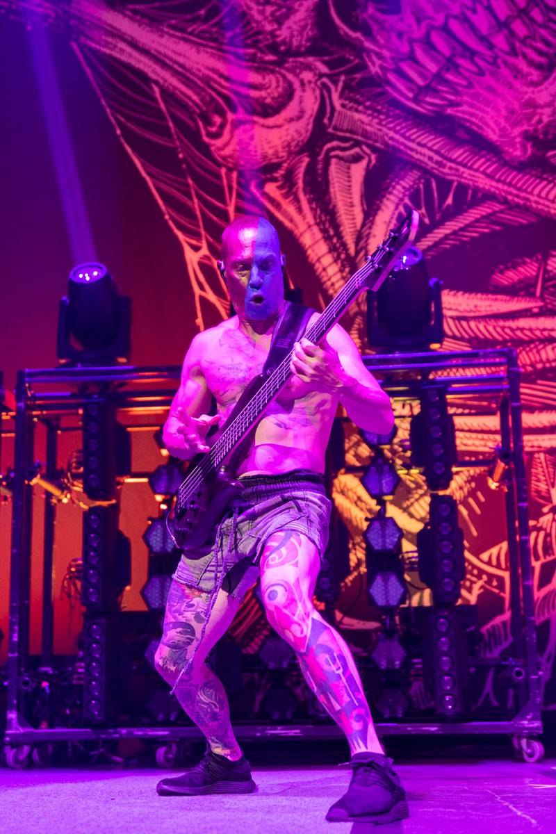 Mudvayne performs during the Destroy All Enemies Tour at PNC Music Pavilion in Charlotte on Sept. 6, 2024.