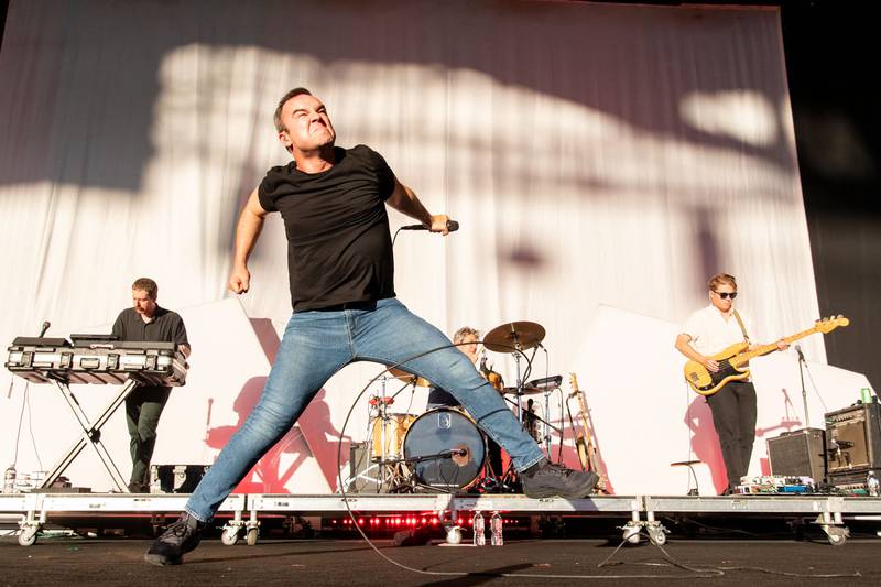 Future Islands opens for Weezer on the Indie Rock Road Trip tour at PNC Music Pavilion in Charlotte on June 24, 2023.