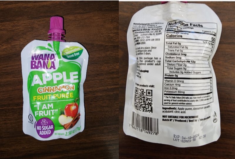 WanaBana apple cinnamon fruit puree pouches