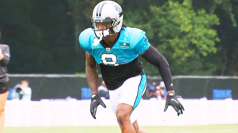 Panthers' first-round draft pick Jaycee Horn competes during training camp in Spartanburg, South Carolina.