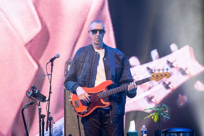 Bass guitarist Pino Palladino performs with John Mayer on the Sob Rock tour. April 11, 2022.