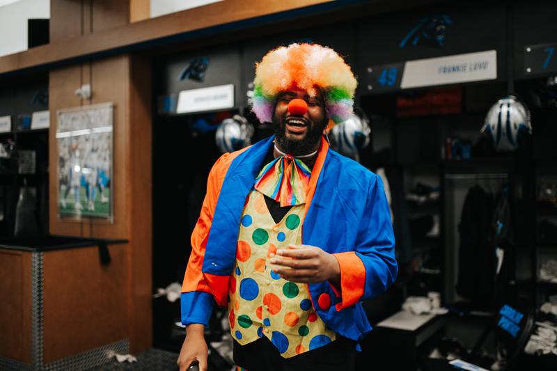 Panthers rookie Phil Hoskins as Coolest Clown in Town.