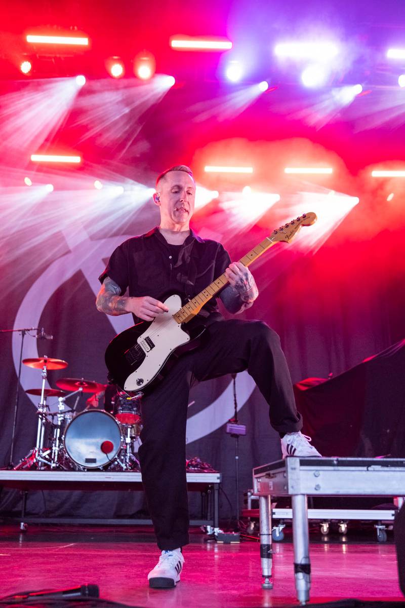 Yellowcard performs during the Summer Gods Tour at PNC Music Pavilion in Charlotte on July 29, 2024.