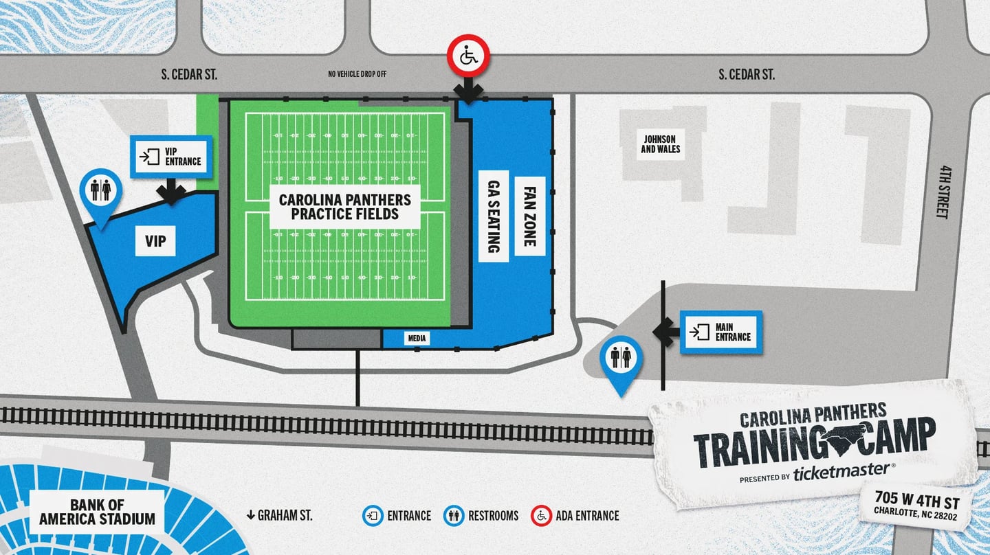 Carolina Panthers Training Camp map