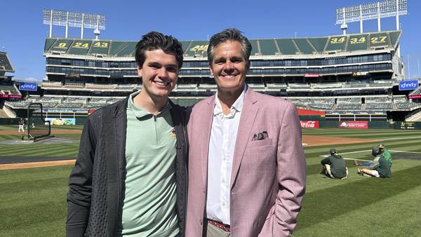 Father-son baseball play-by-play broadcasters Chip and Chris Caray cherish reunion in Oakland