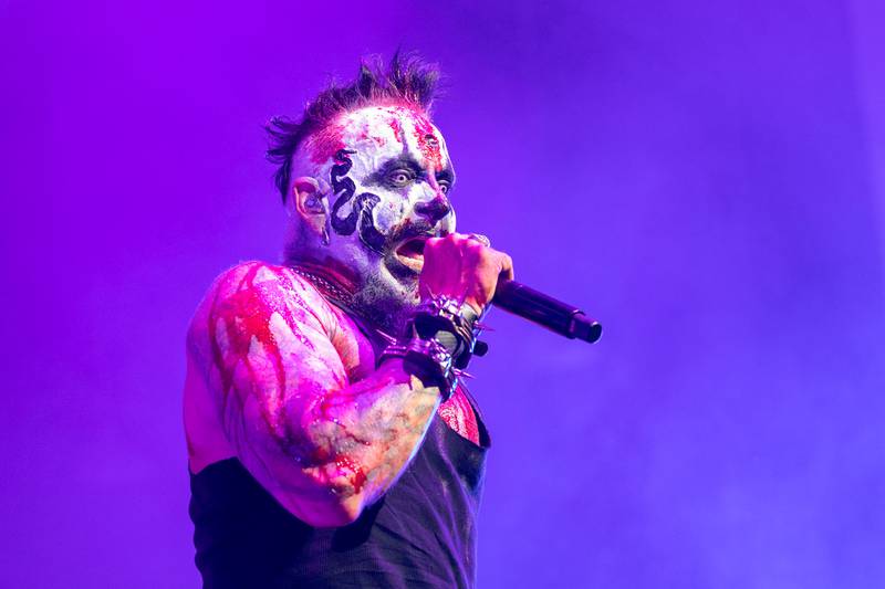 Mudvayne performs during the Destroy All Enemies Tour at PNC Music Pavilion in Charlotte on Sept. 6, 2024.