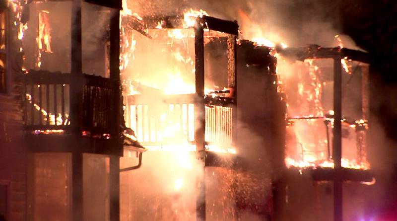 A massive apartment fire left more than a dozen families displaced Monday, Nov. 15, 2021.
