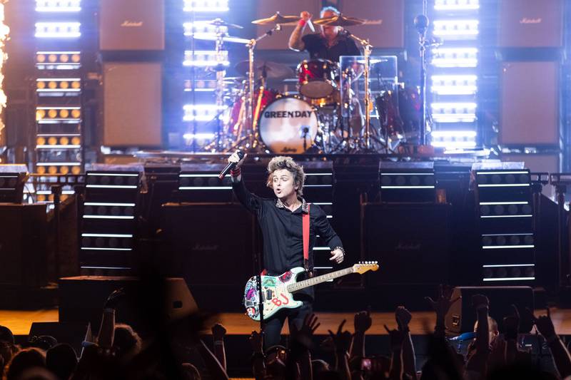 Green Day performs to a sold-out crowd at PNC Music Pavilion on Aug. 26, 2024.