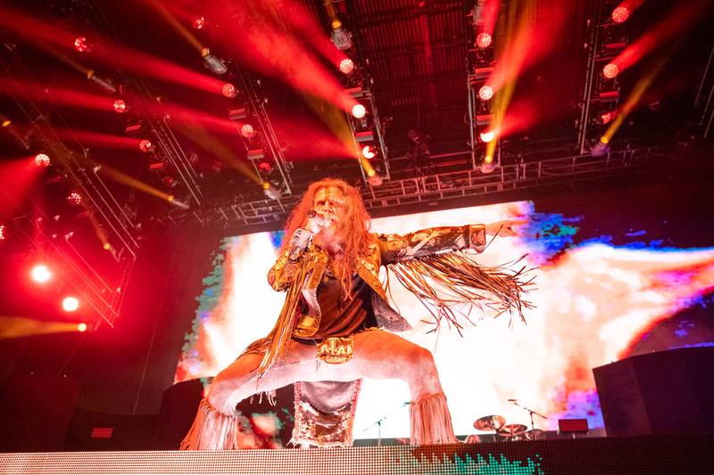 Rob Zombie performs during the Freaks on Parade Tour at PNC Music Pavilion in Charlotte. July 24, 2022.