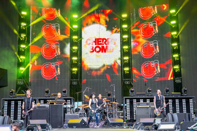 Legendary rocker Joan Jett performs during The Stadium Tour at Bank of America Stadium in Charlotte. June 28, 2022.