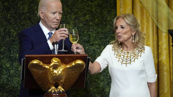 President Biden and first lady toast a reimagined White House tour that she's unveiling on Monday