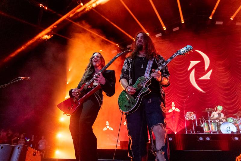 Halestorm performs at PNC Music Pavilion in Charlotte on Aug. 3, 2024.