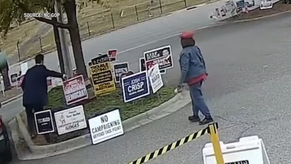 Video shows judge taking sign from early voting site in Gaston County