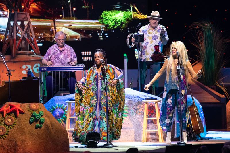 Members of the Coral Reefer Band perform with Jimmy Buffett at PNC Music Pavilion. April 30, 2022.