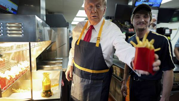 Trump works the fry station and holds a drive-thru news conference at a Pennsylvania McDonald's