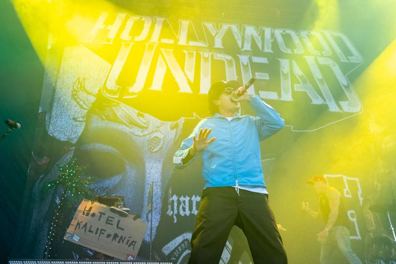 Hollywood Undead performs at PNC Music Pavilion in Charlotte on Aug. 3, 2024.