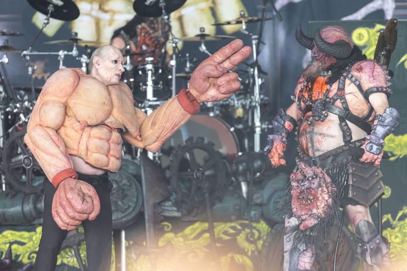 GWAR performs before Mudvayne during the “Psychotherapy Sessions” tour at PNC Music Pavilion in Charlotte on July 23, 2023.