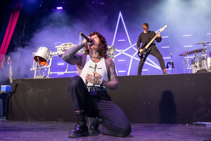 Bring Me the Horizon opens for Fall Out Boy at PNC Music Pavilion in Charlotte on July 21, 2023.