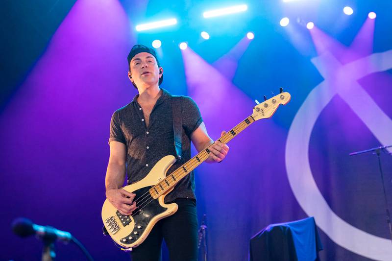 Yellowcard performs during the Summer Gods Tour at PNC Music Pavilion in Charlotte on July 29, 2024.