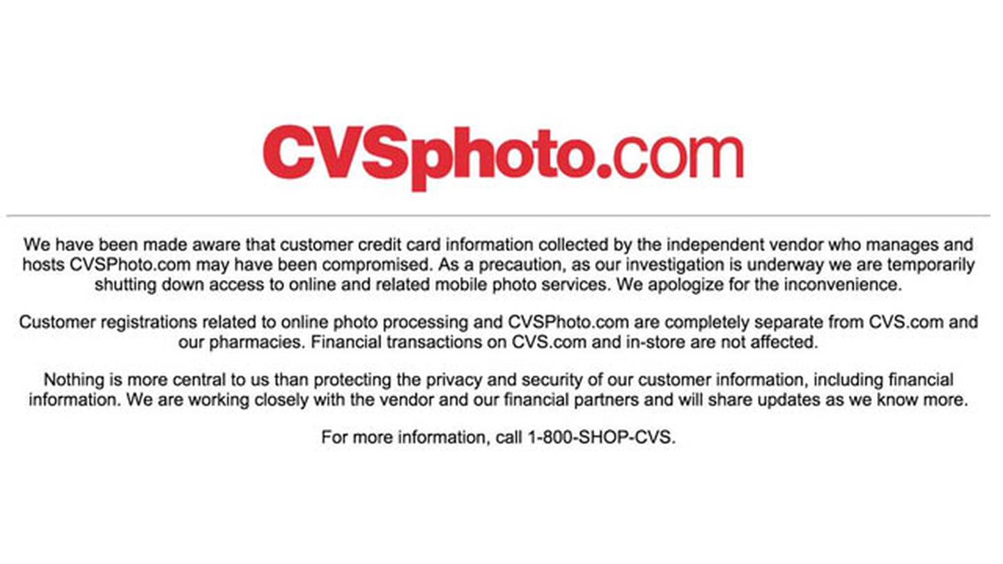 CVS warns of possible data breach with online photo service WSOC TV