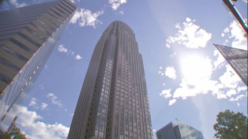 The sun reflects off buildings in Charlotte's uptown