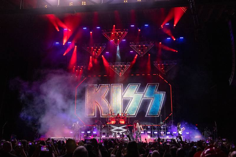 Legendary rock band Kiss performs during the “End of the Road Tour” at Coastal Credit Union Music Park at Walnut Creek in Raleigh. May 17, 2022.