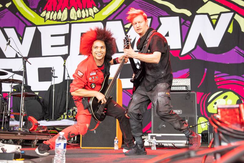 Powerman 5000 performs during the Freaks on Parade Tour at PNC Music Pavilion in Charlotte. July 24, 2022.