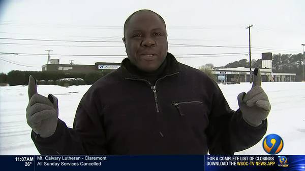 Channel 9's Ken Lemon monitors road conditions in Gastonia as wintry mix starts to freeze