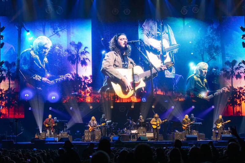 The Eagles perform during their farewell tour at the Spectrum Center in Charlotte on March 16, 2024.